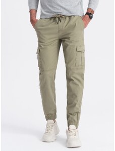 Ombre Men's JOGGERS pants with zippered cargo pockets - khaki