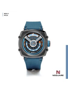 Nsquare Watches Černé pánské hodinky Nsquare s gumovým páskem NSQUARE NICK II Black / Blue 45MM Automatic