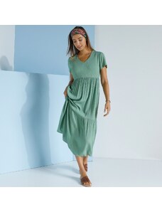 Blancheporte Jednobarevné šaty s výstřihem do "V" khaki 48
