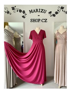 Marizu shop Marizu fashion plus size krásné magenta plesové společenské šaty pro plnoštíhlou postavu