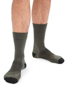 Pánské merino ponožky ICEBREAKER Mens Hike+ Light Crew, Loden/Blk/Gritstone Heather velikost: 44,5-46,5 (L)