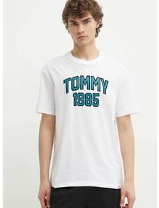Bavlněné tričko Tommy Jeans bílá barva, s potiskem, DM0DM18559