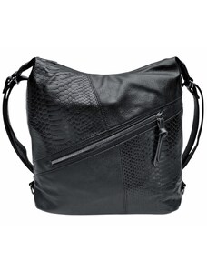 Tapple Velký černý kabelko-batoh z eko kůže Nessie