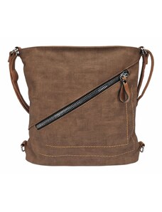 Tapple Střední středně hnědý kabelko-batoh 2v1 s šikmým zipem