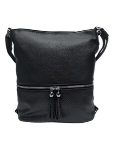Bella Belly Střední černý kabelko-batoh 2v1 s třásněmi