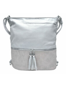 Bella Belly Střední světle šedý kabelko-batoh 2v1 s třásněmi