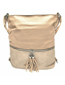 Bella Belly Střední světle hnědý kabelko-batoh 2v1 s třásněmi
