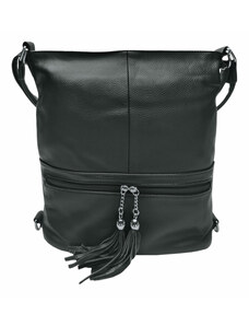 Bella Belly Stylový černý kabelko-batoh 2v1 s třásněmi Minya