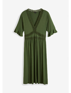 bonprix Midi šaty s krajkou Zelená
