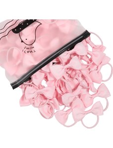 Camerazar Sada 20ks růžových gumiček do vlasů s mašlí, ruční výroba, rozměry 5,3 cm x 2,5 cm