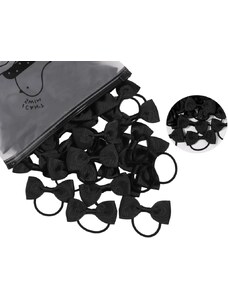 Camerazar Sada 20ks černých gumiček do vlasů pro dívky s mašlí, ručně vyrobené z měkkého materiálu, rozměr 5,3 cm x 2,5 cm