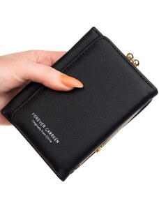 Camerazar Elegantní dámská peněženka z ekologické umělé kůže, černá, 12x8.5x4.5 cm