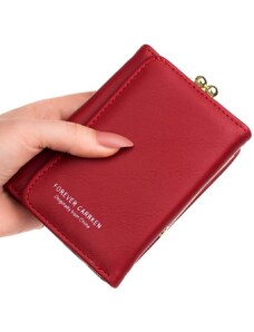 Camerazar Elegantní dámská peněženka z ekologické umělé kůže, tmavě červená, 12x8.5x4.5 cm