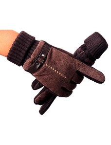 Camerazar Pánské zimní semišové rukavice s dotykovou funkcí, hnědé, univerzální velikost, materiál: 40% kvalitní umělé kůže, 60% polyester