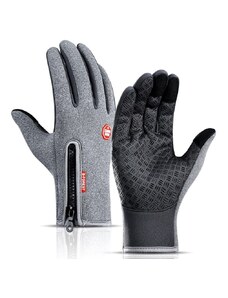Camerazar Pánské zateplené dotykové rukavice pro zimu, šedé, polyester a guma, velikost XL