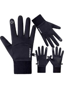 Camerazar Pánské zateplené zimní rukavice s dotykovou funkcí, černé, materiál 80% elastan a 20% polyester, velikost XL