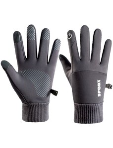 Camerazar Pánské zateplené dotykové zimní rukavice, šedé, 80% elastan a 20% polyester, velikost L