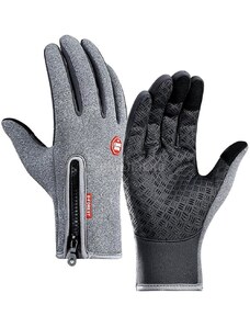 Camerazar Pánské zateplené dotykové rukavice pro zimu, šedá barva, velikost XL, materiál polyester a guma