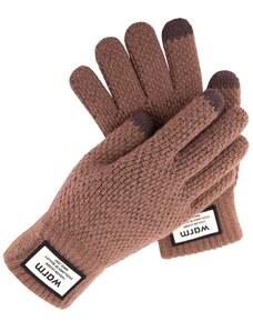 Camerazar Pánské dotykové rukavice zimní, hnědé, akrylová příze, univerzální velikost
