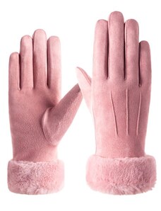 Camerazar Dámské zimní rukavice Soft Touch, růžové, polyester, 23.5 cm