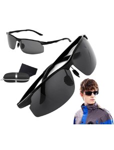 Camerazar Pánské sportovní sluneční brýle s polarizací, černé, kovové zorníky, UV filtr 400 kat. 3 - Varianta 1