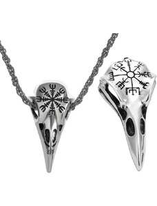Camerazar Pánský náhrdelník s amuletem lebky, stříbrný, chirurgická ocel, délka 60 cm