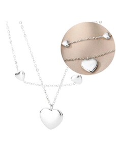 Camerazar Dvojitý náhrdelník elegantní stříbrné srdce z chirurgické oceli