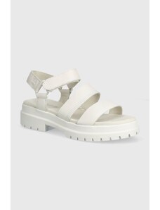 Kožené sandály Timberland London Vibe dámské, bílá barva, na platformě, TB0A629REM21