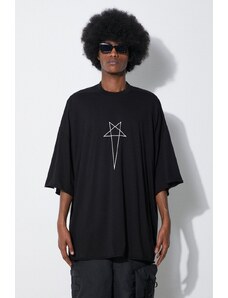 Bavlněné tričko Rick Owens Tommy černá barva, s potiskem, DU01D1259.RNEP3.0911