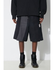 Bavlněné šortky Maison MIHARA YASUHIRO Vertical Switching černá barva, A12SP563