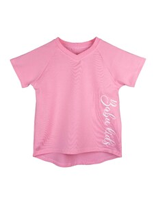 Babu Dívčí oversize růžové raglánové tričko s krátkým rukávem