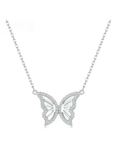 GRACE Silver Jewellery Stříbrný náhrdelník s přívěskem ve tvaru motýla - stříbro 925/1000