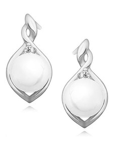 Stříbrné (925) náušnice s bílou perlou a zirkoniemi - Z1094E