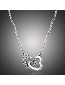 GRACE Silver Jewellery Stříbrný náhrdelník Proplétaná srdce - stříbro 925/1000