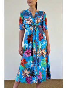 Sophia Bohemia Dámské áčkové šaty Dolores tropik modrý
