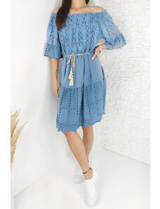 Moda Italia Modré letní šaty LA-85965BL