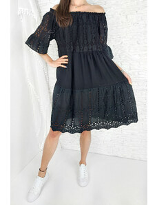 Moda Italia Černé letní volné šaty LA-85965B