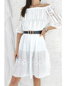 Moda Italia Bílé volné šaty LA-85965WH