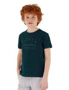 Dětské bavlněné tričko Guess zelená barva, s aplikací