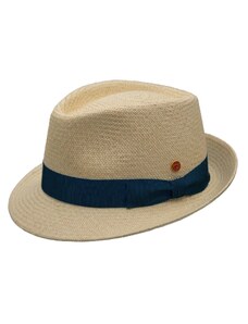 Mayser Panamský klobouk Trilby s menší krempou s tmavěmodrou stuhou - ručně pletený, UV faktor 80 - Ekvádorská panama Henrik