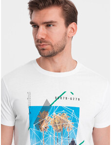 Ombre Clothing Pánské bavlněné tričko s potiskem California - bílé V1 OM-TSPT-0128