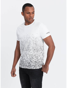 Ombre Clothing Pánské bavlněné tričko s gradientním potiskem - bílé V1 OM-TSPT-22SS-001