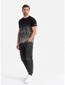 Ombre Clothing Pánské bavlněné tričko s gradientním potiskem - černé V2 OM-TSPT-22SS-001