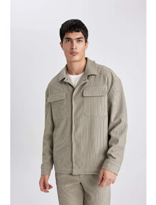DEFACTO Relax Fit Shirt Collar Pleated Shirt Jacket