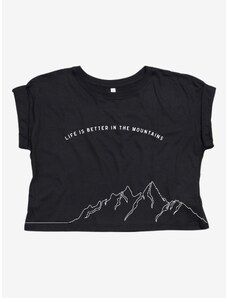 Cacadoo Dámský crop top z BIO bavlny - LIFE IS BETTER IN THE MOUNTAINS