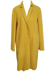 Žlutý semišový plášť Zara bez zapínání