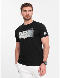 Ombre Clothing Pánské bavlněné tričko s logem - černé V2 OM-TSPT-0139