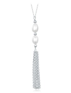 MINET Stříbrný náhrdelník s přírodními perlami JMAS7051SN45