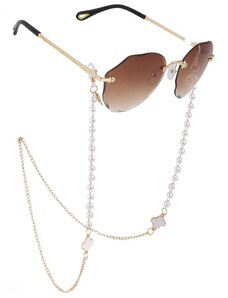 Brýlový řetízek tenký zlaté perly 76cm LDK03
