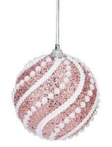 Flamenco Mystique Vánoční dekorace perla růžová, průměr 8 cm, hmotnost 13 g